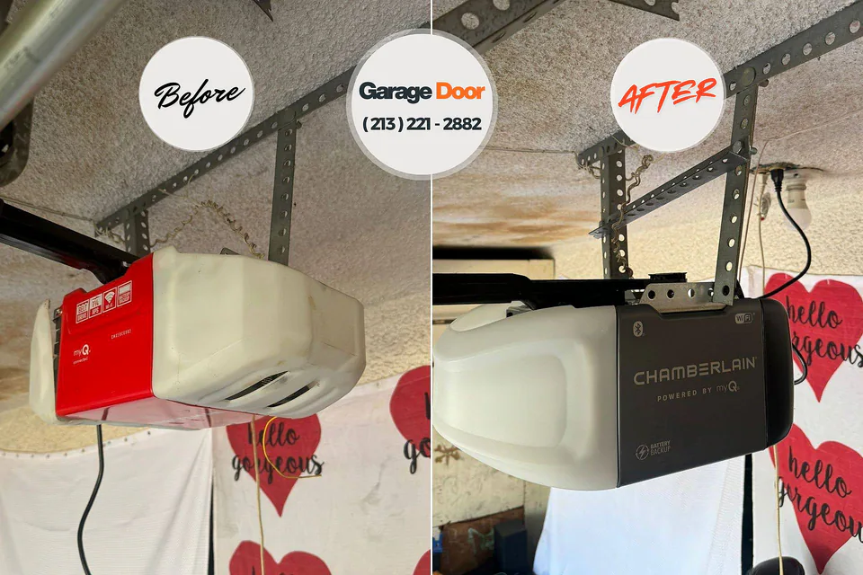 Before and after: garage door repair Wayne, MI